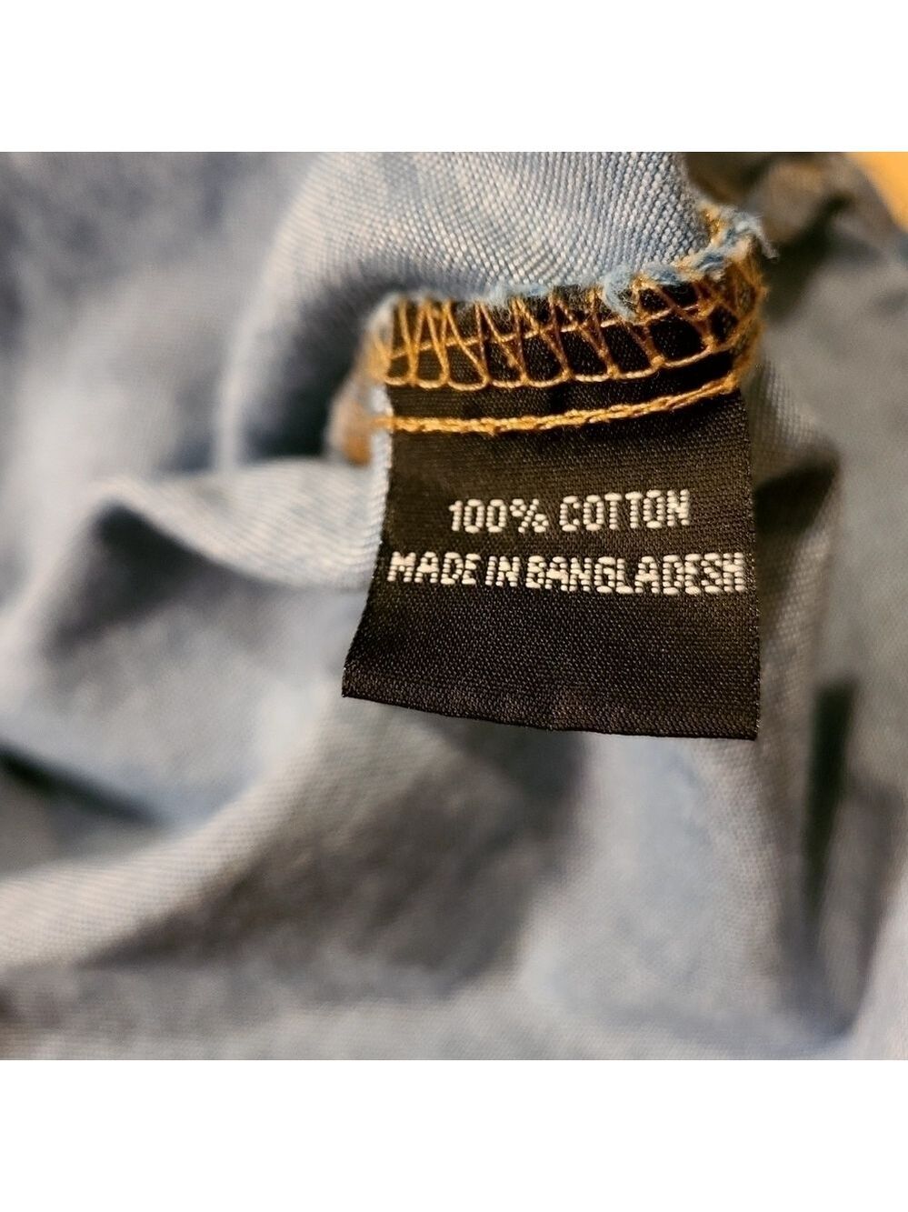 Fashion Web Medium Wash Denim Western Pearl Snap Shirt Faded Blue Chambray Top - Picture 9 of 9